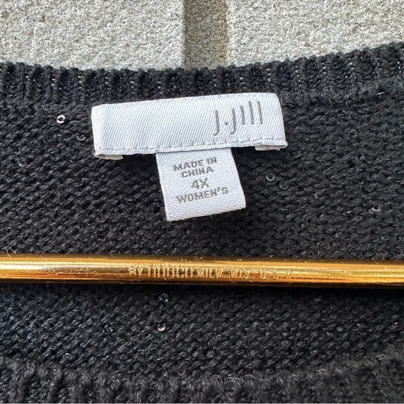 J. Jill Black Sequin Long Sleeve Round Neck Knit Sweater Swiftie - Picture 4 of 8